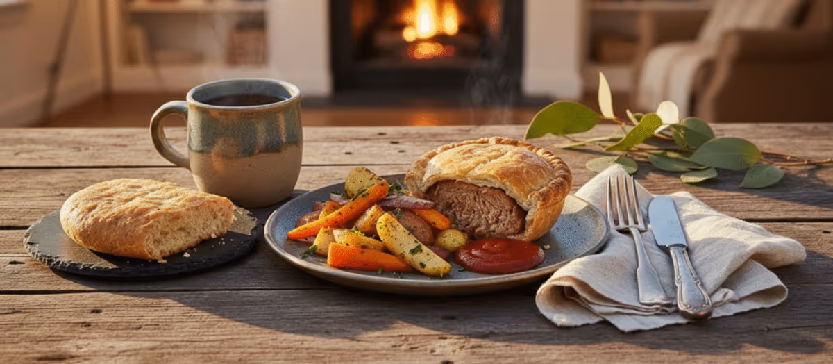 Healthy dinner with tea