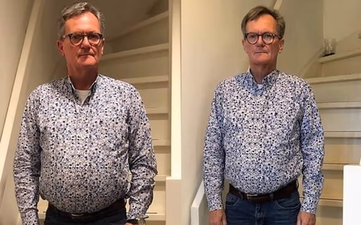 Man's before and after transformation